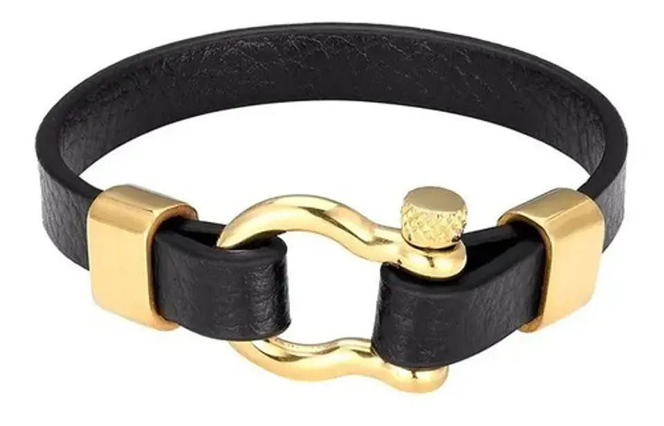 Pulsera Brazalete Acero Inoxidable Esposa Color Oro Hombre 1