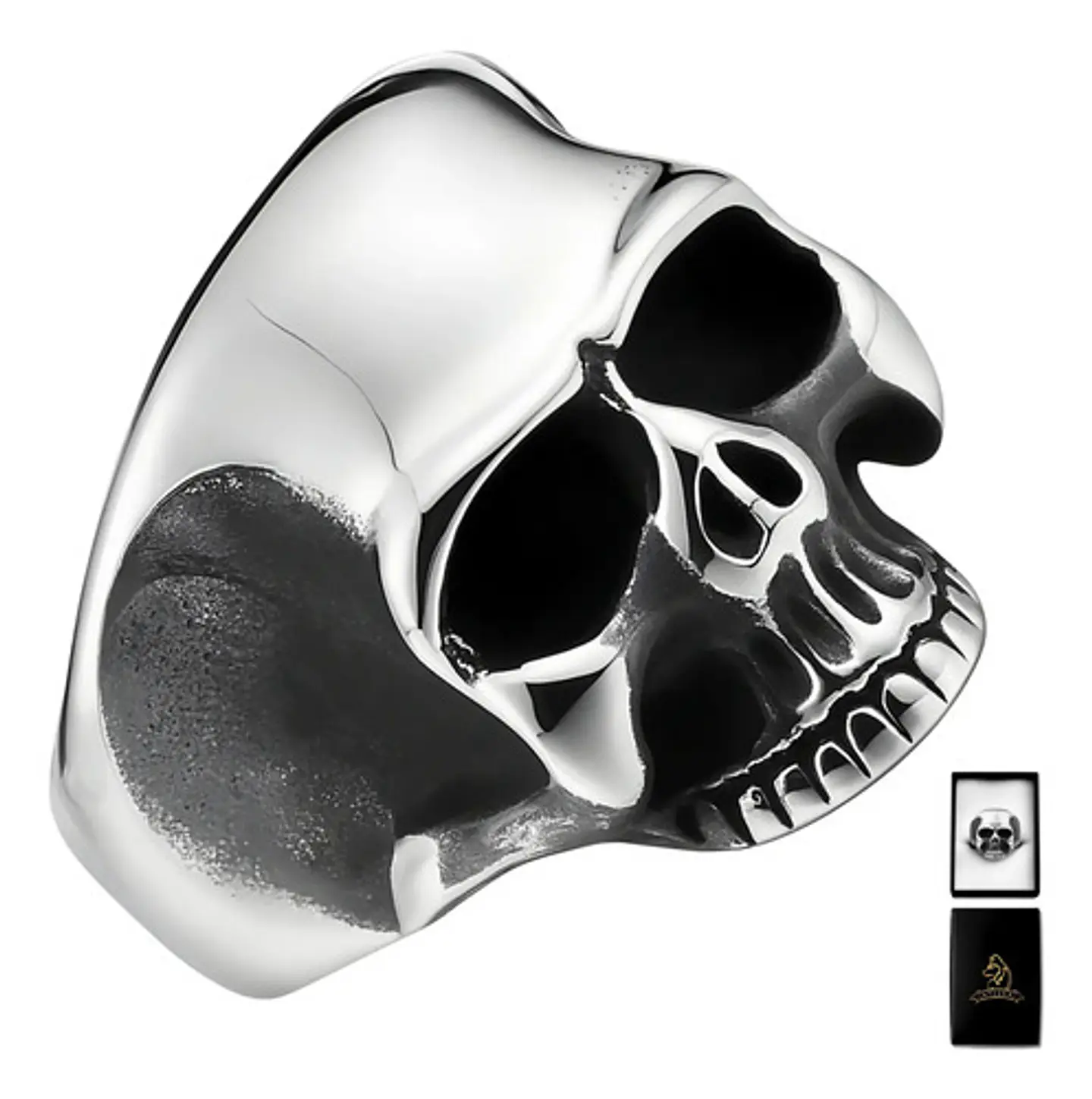 Anillo Color Plata Cráneo Calavera Acero Inoxidable Hombre 1