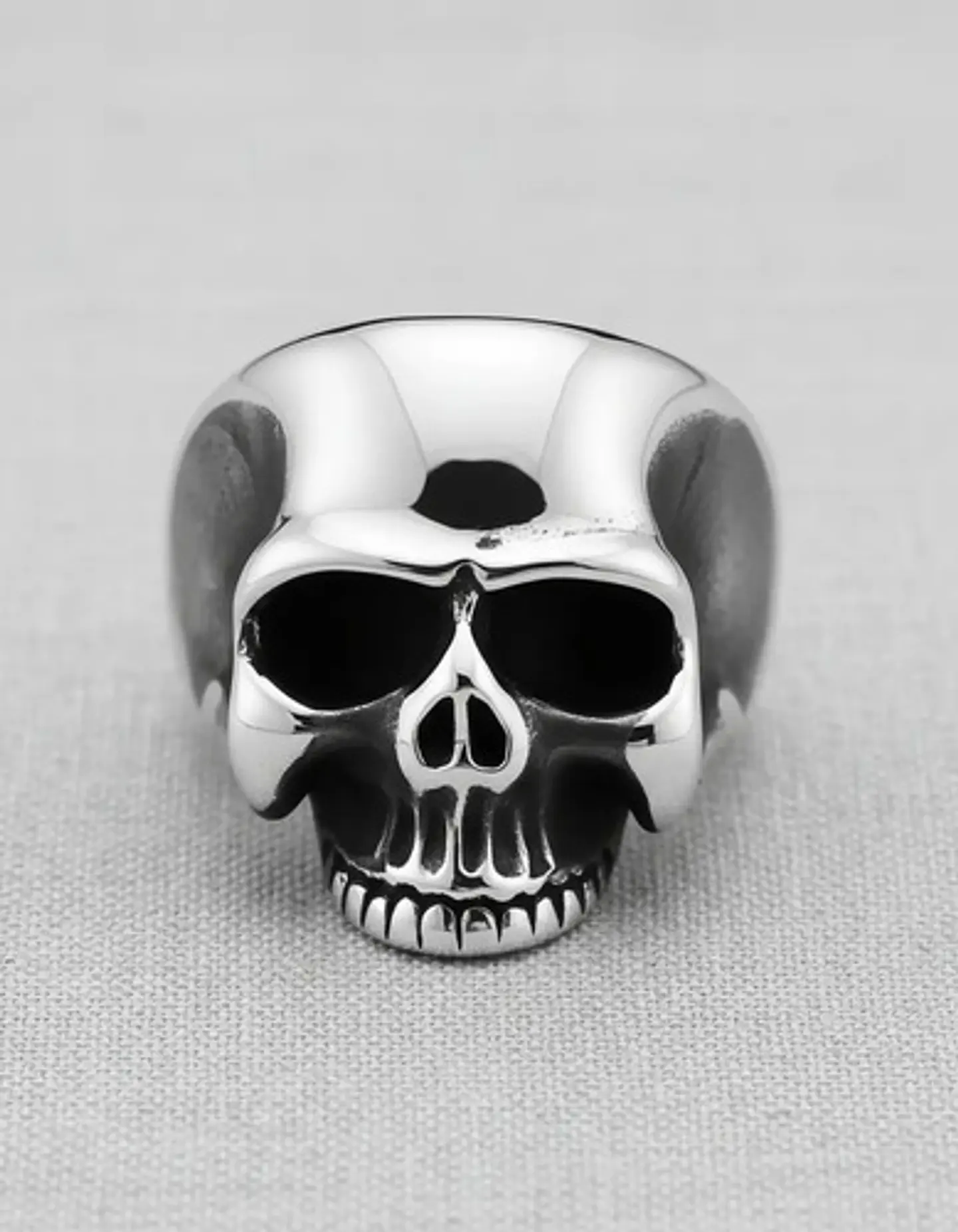 Anillo Color Plata Cráneo Calavera Acero Inoxidable Hombre 2