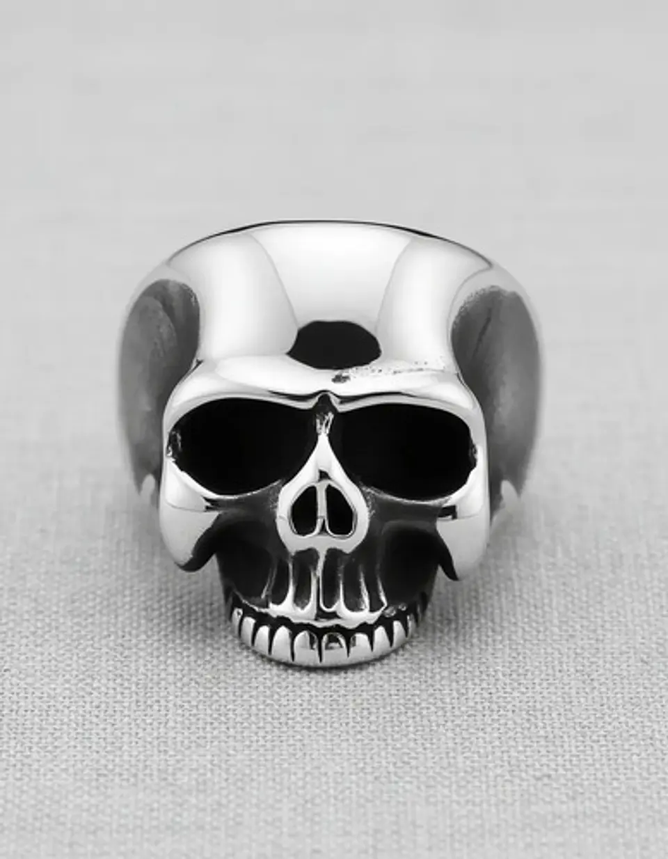 Anillo Color Plata Cráneo Calavera Acero Inoxidable Hombre 2