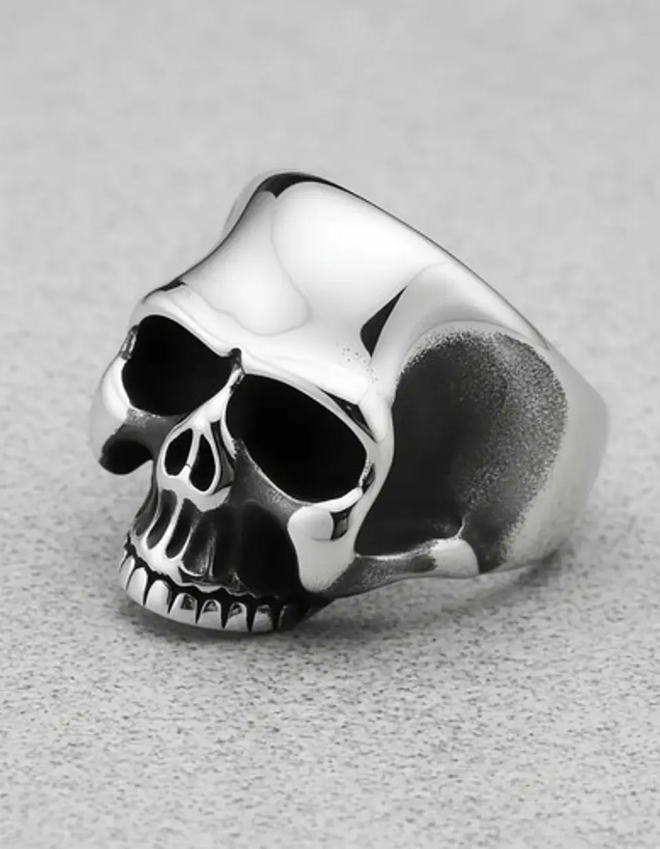 Anillo Color Plata Cráneo Calavera Acero Inoxidable Hombre 3