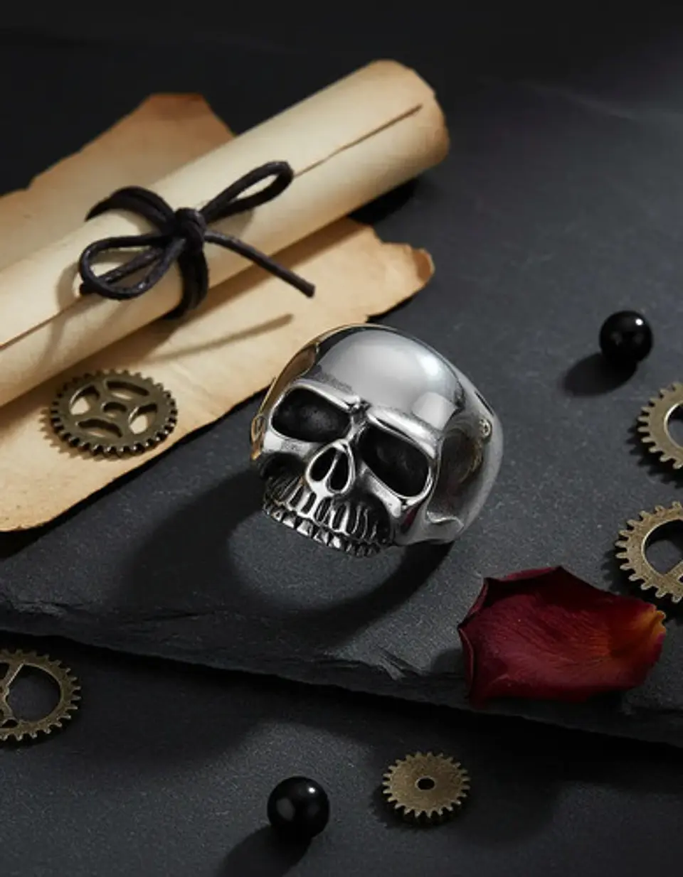 Anillo Color Plata Cráneo Calavera Acero Inoxidable Hombre 6