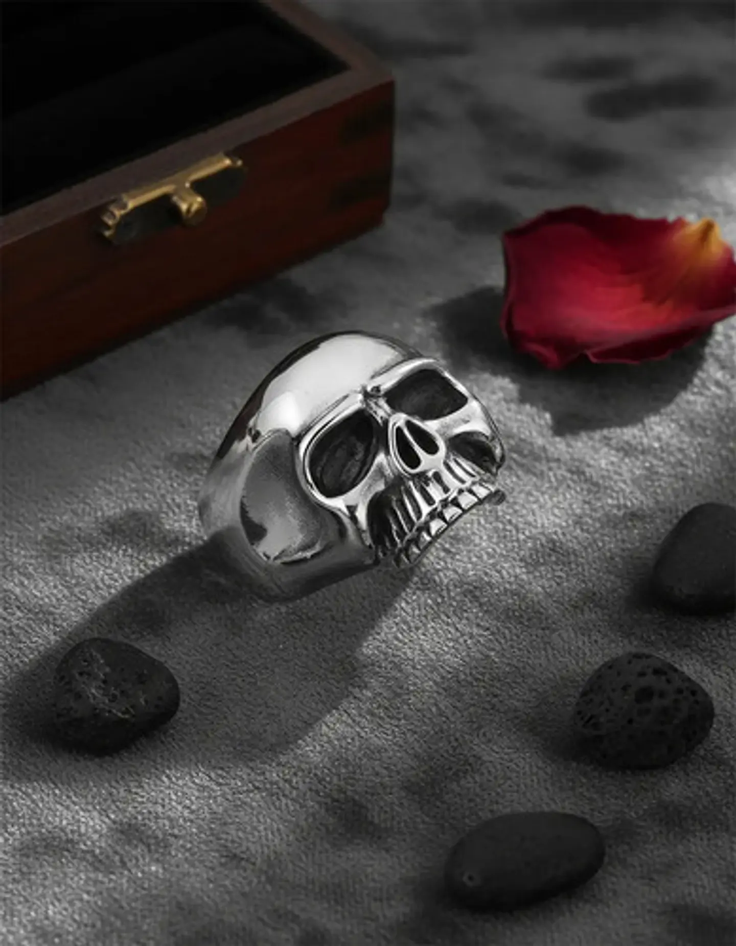 Anillo Color Plata Cráneo Calavera Acero Inoxidable Hombre 8