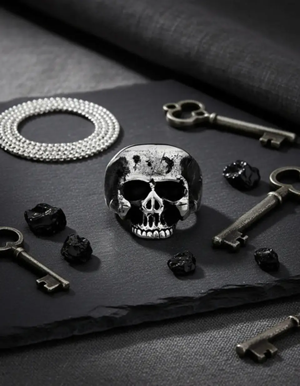 Anillo Color Plata Cráneo Calavera Acero Inoxidable Hombre 13
