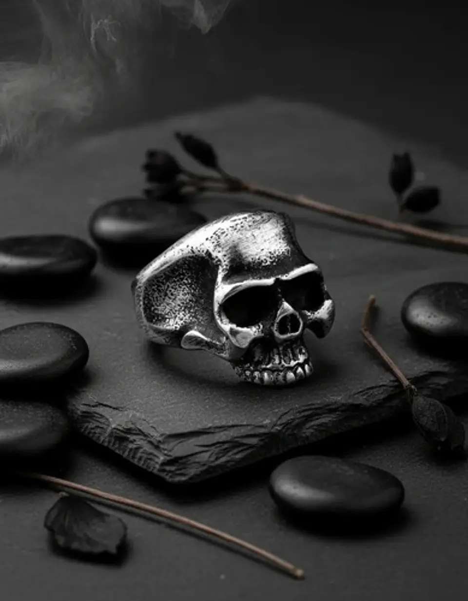 Anillo Color Plata Cráneo Calavera Acero Inoxidable Hombre 14