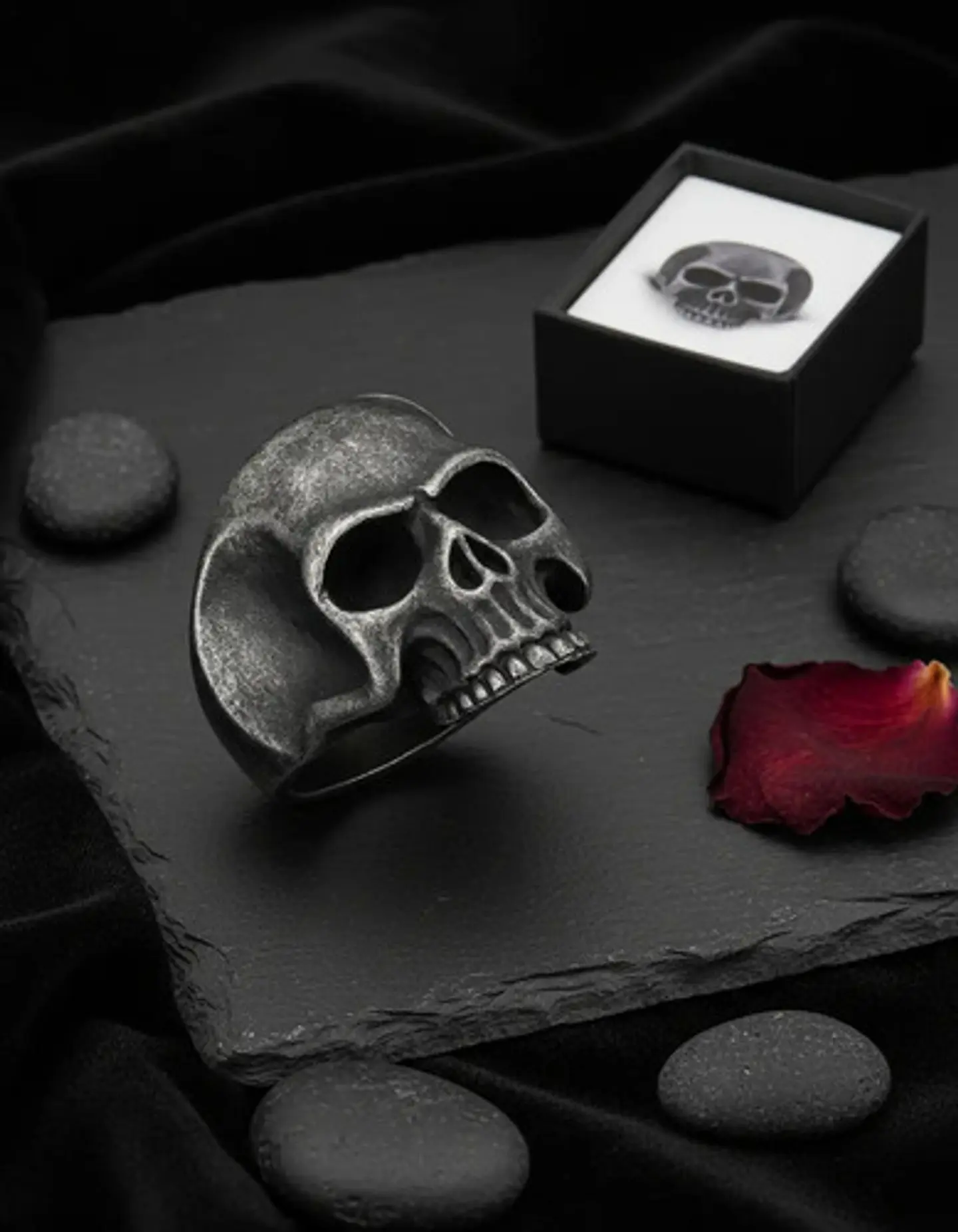 Anillo Color Plata Cráneo Calavera Acero Inoxidable Hombre 15