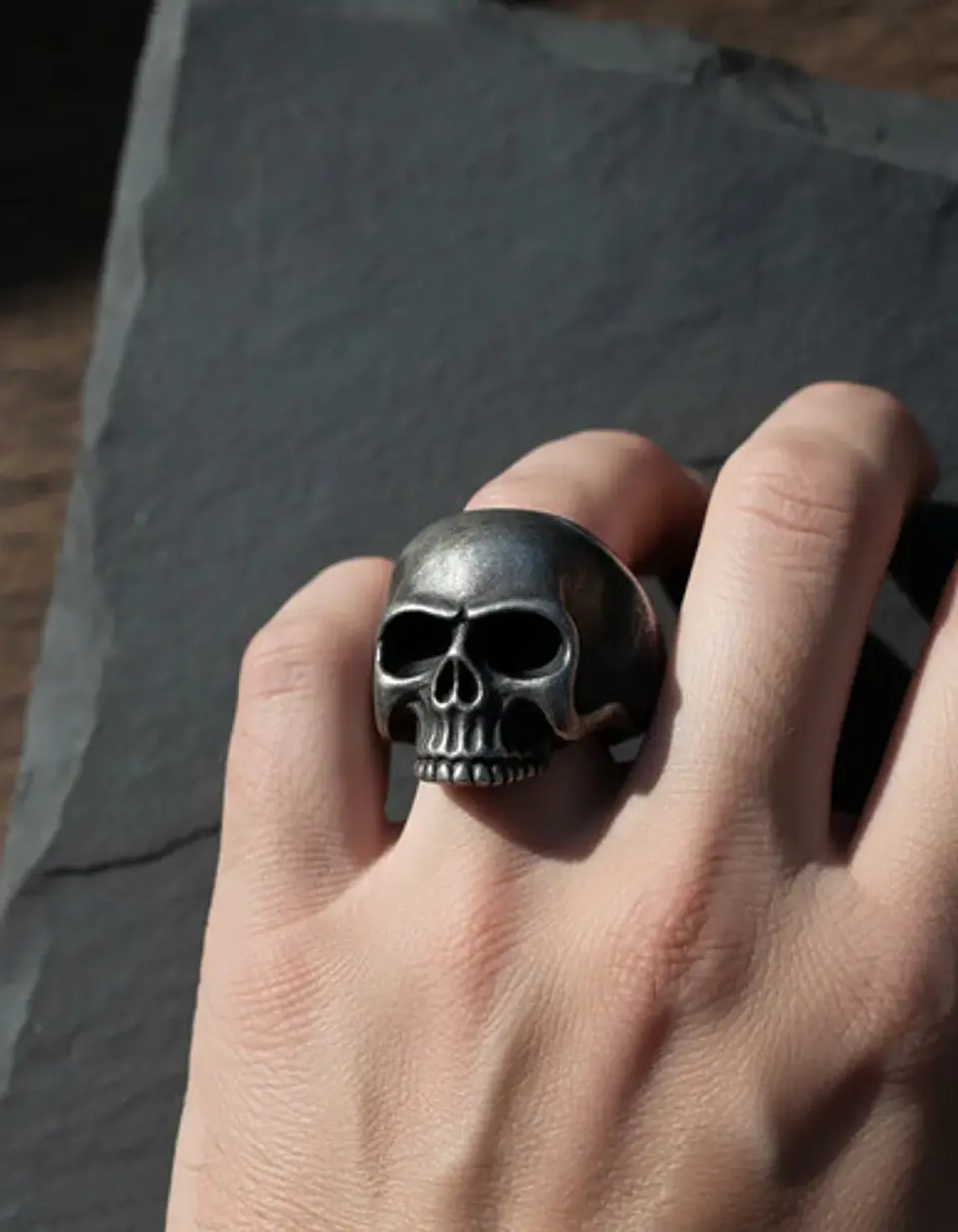 Anillo Color Plata Cráneo Calavera Acero Inoxidable Hombre 17