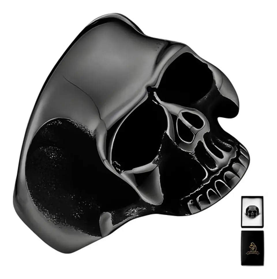 Anillo Color Plata Cráneo Calavera Acero Inoxidable Hombre 21