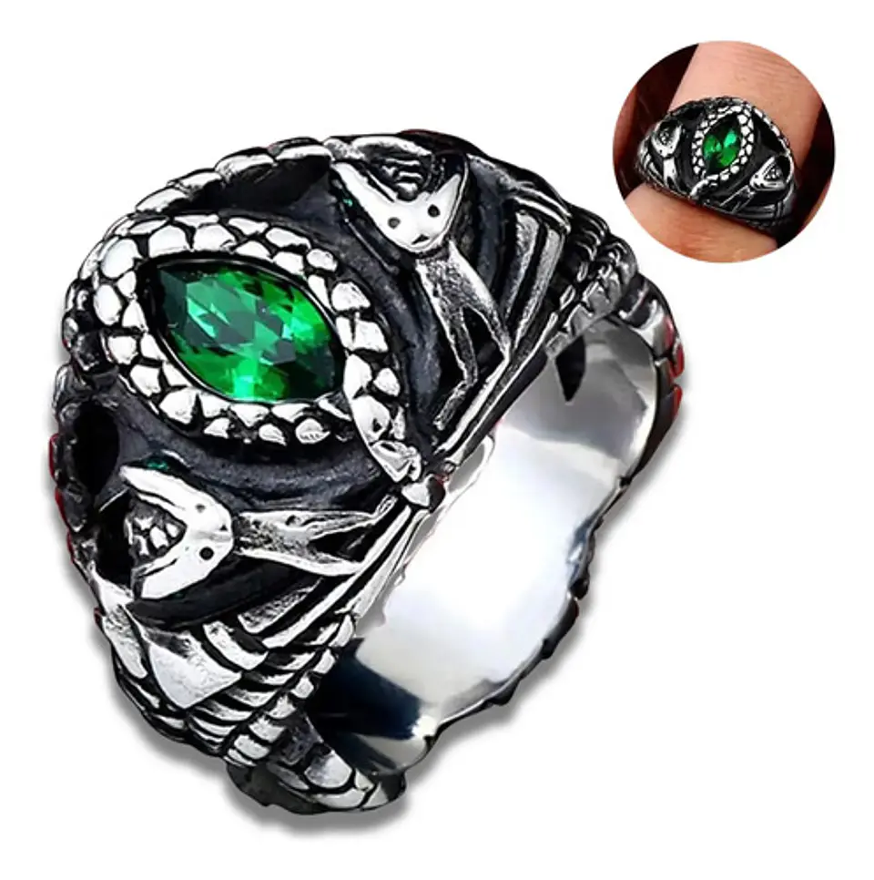 Anillo Color Plata Aragorn Piedra Acero Inoxidable Hombre 1