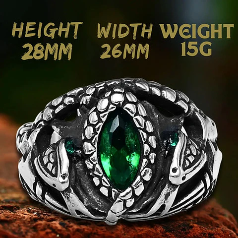 Anillo Color Plata Aragorn Piedra Acero Inoxidable Hombre