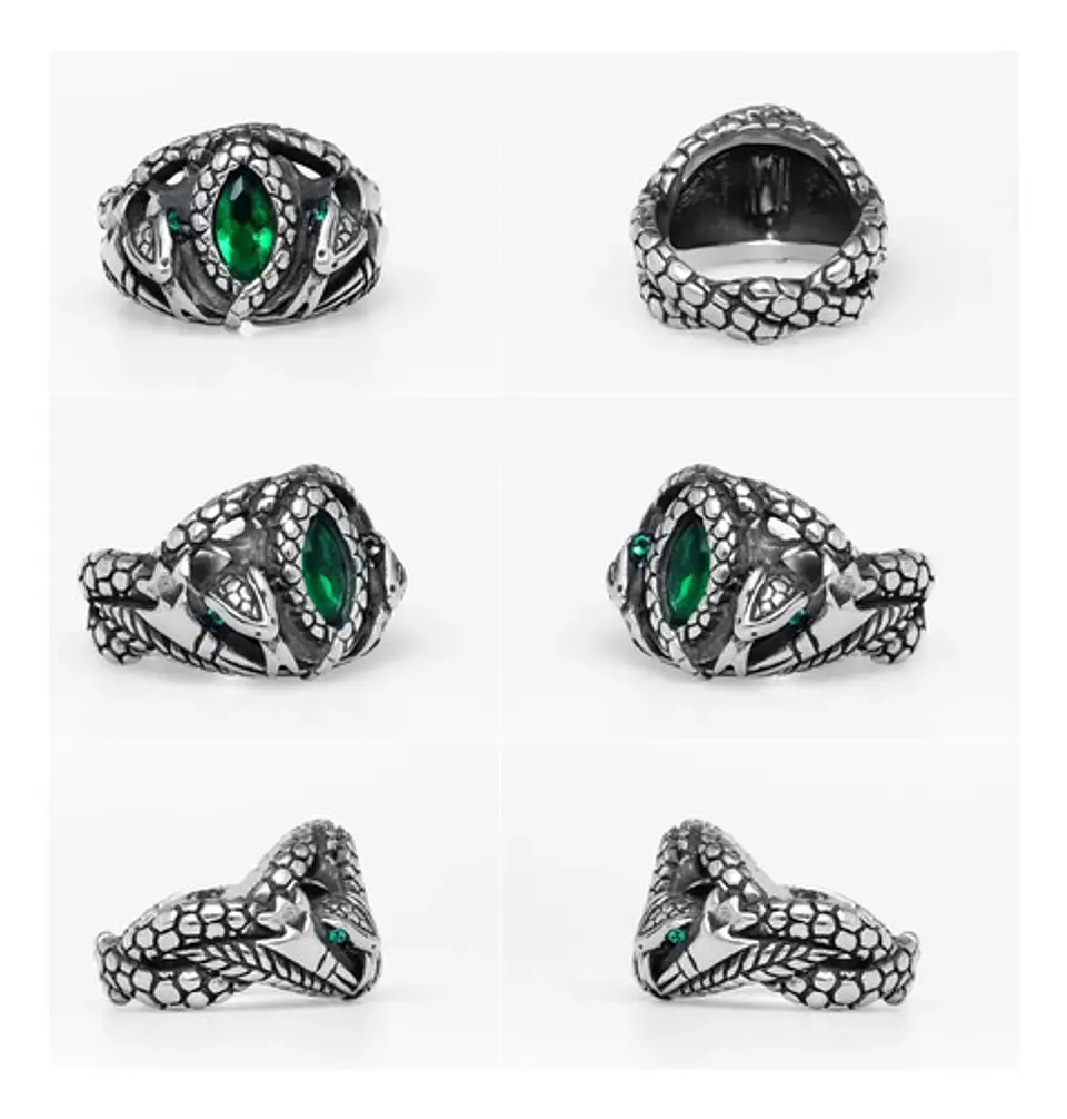Anillo Color Plata Aragorn Piedra Acero Inoxidable Hombre 7