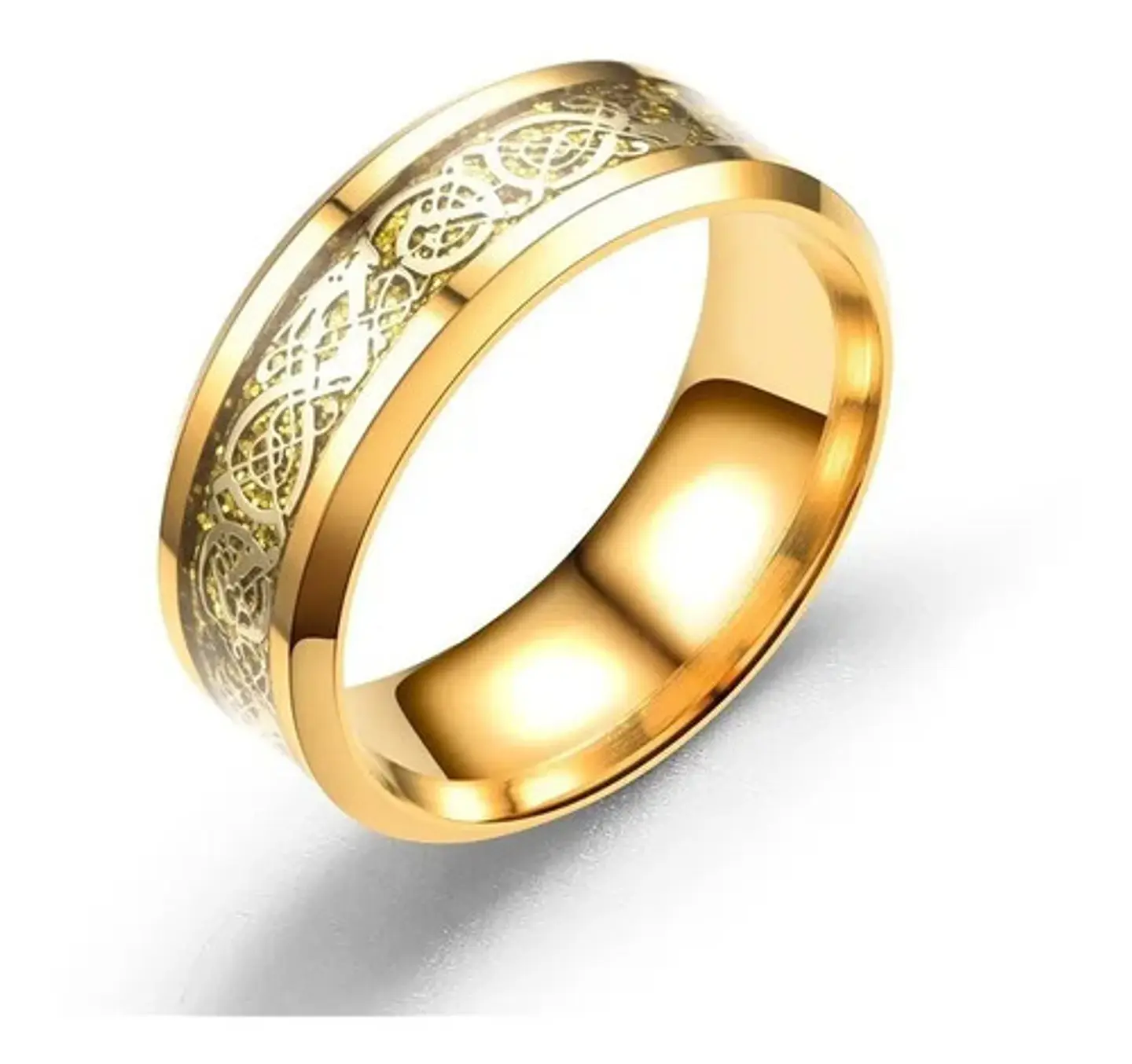 Anillo Fibra Carbon Dragon Rojo Acero Inoxidable Hombre 8