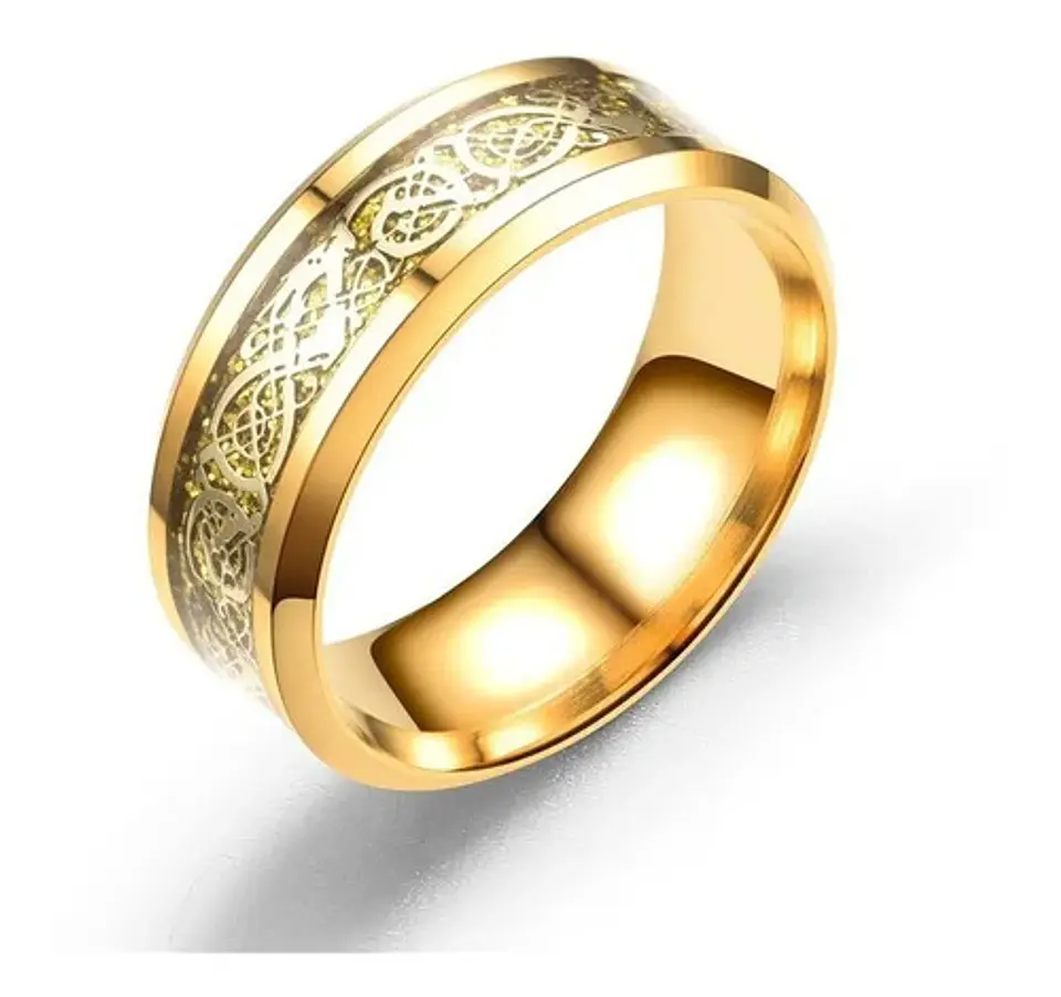 Anillo Fibra Carbon Dragon Rojo Acero Inoxidable Hombre 8
