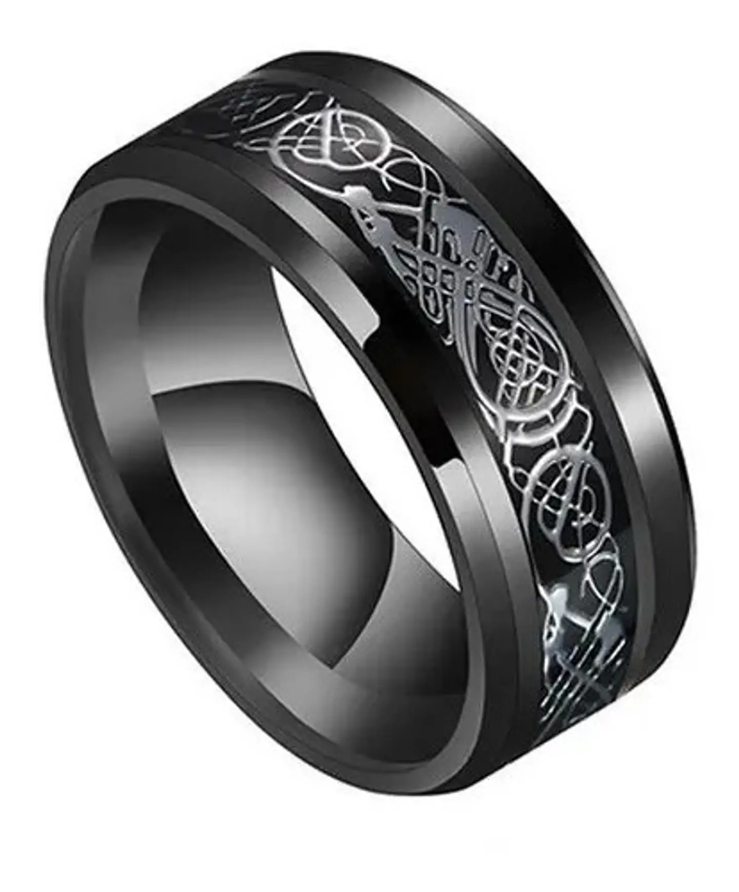 Anillo Fibra Carbon Dragon Rojo Acero Inoxidable Hombre 10