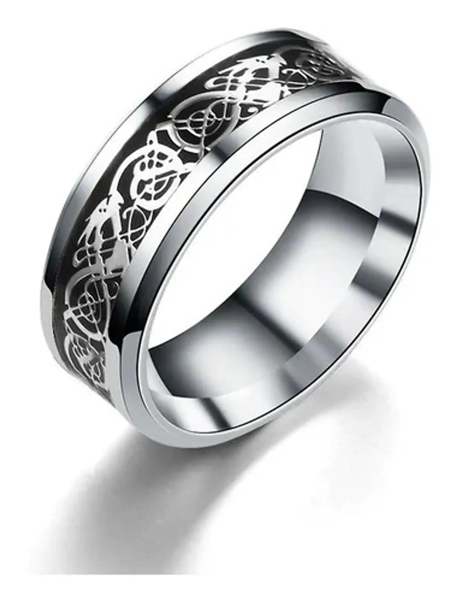 Anillo Fibra Carbon Dragon Rojo Acero Inoxidable Hombre 14