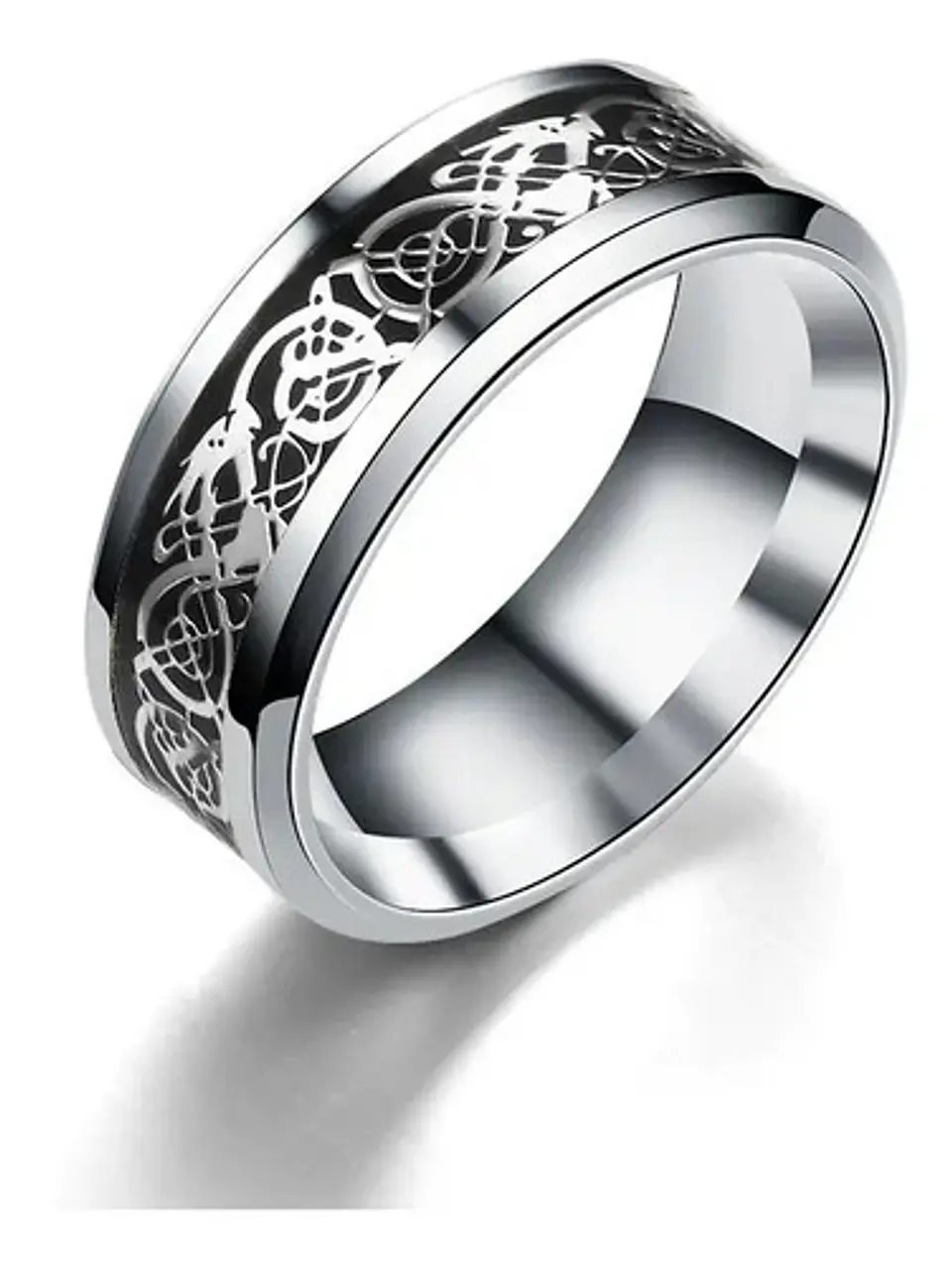 Anillo Fibra Carbon Dragon Rojo Acero Inoxidable Hombre 14