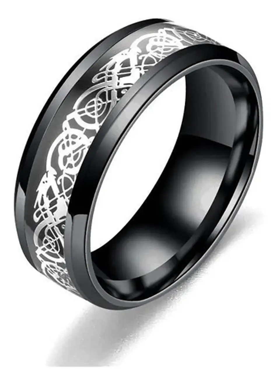 Anillo Fibra Carbon Dragon Rojo Acero Inoxidable Hombre 15