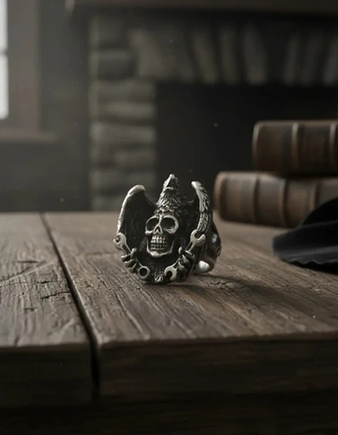 Anillo Para Hombre Forma Águila Cráneo Gótico Biker De Acero