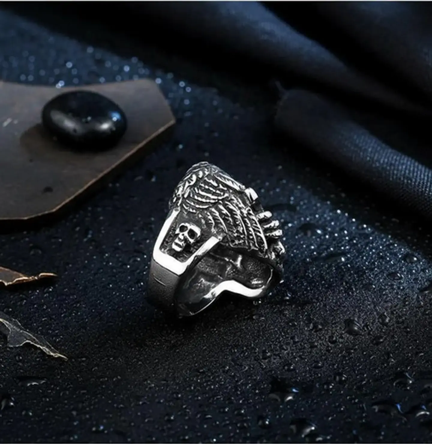 Anillo Para Hombre Forma Águila Cráneo Gótico Biker De Acero 10