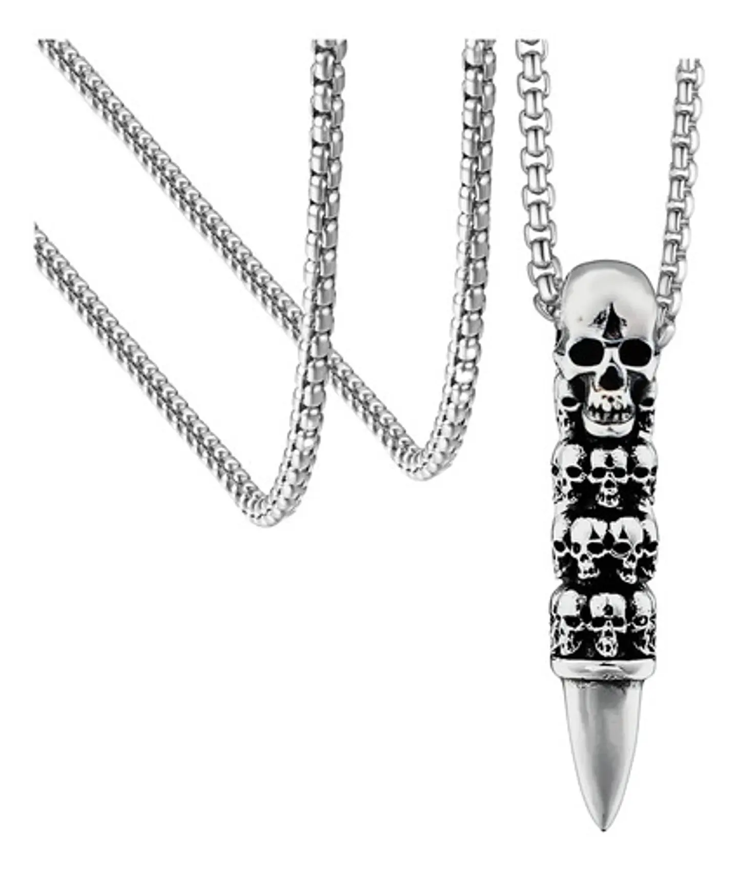 Collar Bala Cráneo Skull Calaveras Acero Inoxidable Hombre 1