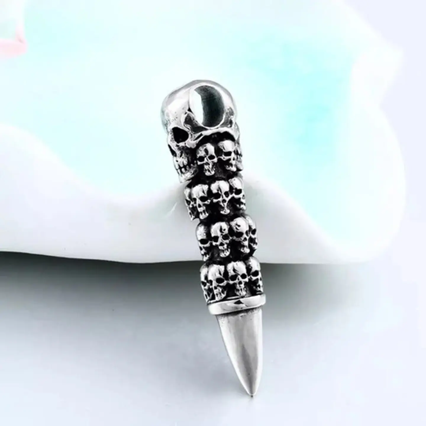 Collar Bala Cráneo Skull Calaveras Acero Inoxidable Hombre 7