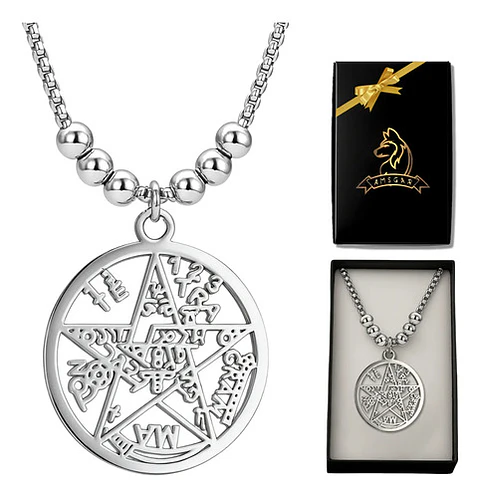 Collar Hombre Y Mujer Dije Tetragramaton Pentagrama Amuleto