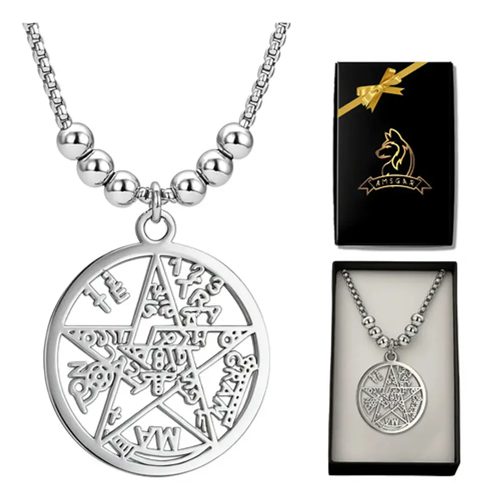 Collar Hombre Y Mujer Dije Tetragramaton Pentagrama Amuleto 1