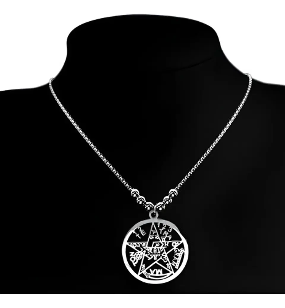 Collar Hombre Y Mujer Dije Tetragramaton Pentagrama Amuleto 2