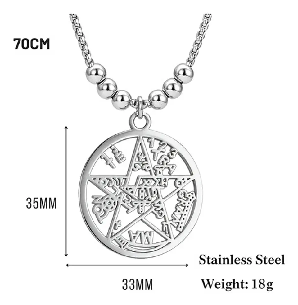 Collar Hombre Y Mujer Dije Tetragramaton Pentagrama Amuleto 3