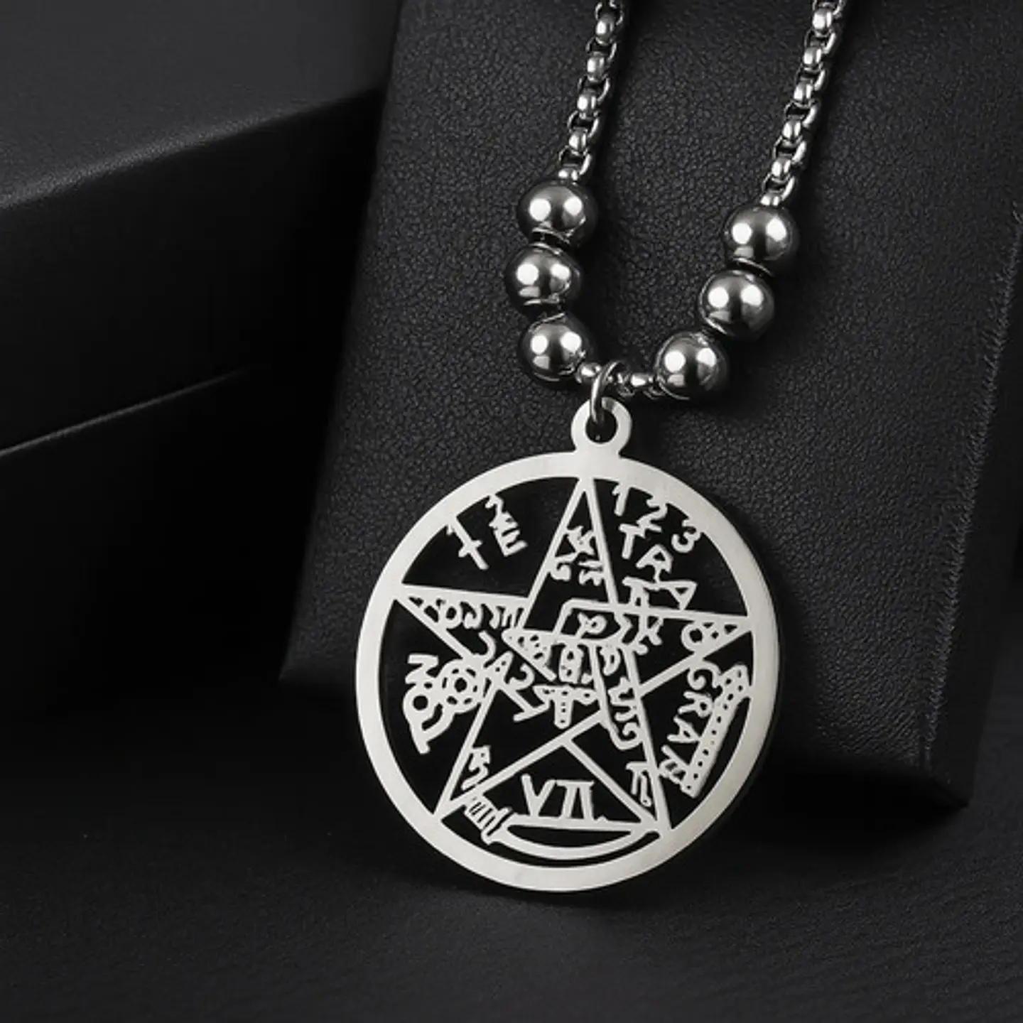 Collar Hombre Y Mujer Dije Tetragramaton Pentagrama Amuleto 6