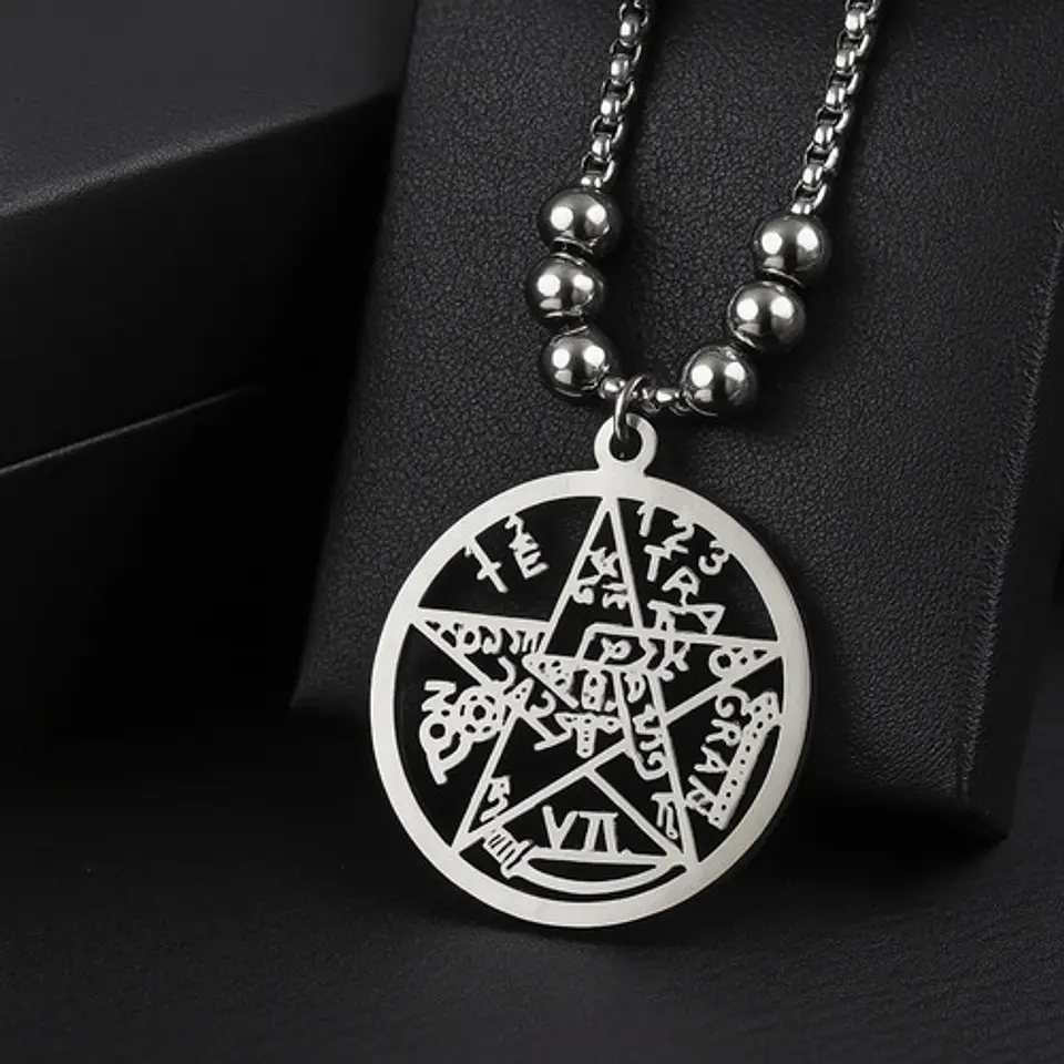 Collar Hombre Y Mujer Dije Tetragramaton Pentagrama Amuleto 6