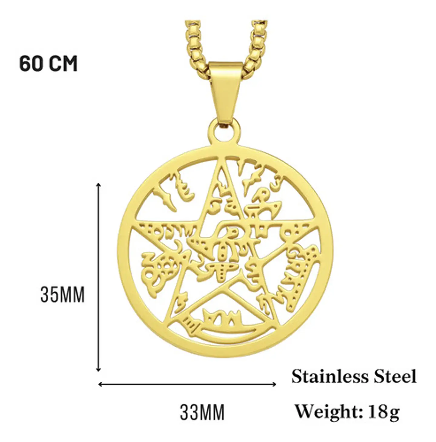 Collar Hombre Y Mujer Dije Tetragramaton Pentagrama Amuleto 10