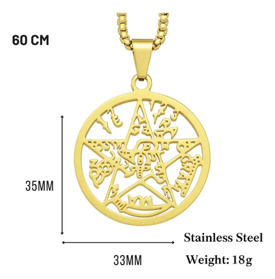 Collar Hombre Y Mujer Dije Tetragramaton Pentagrama Amuleto 10