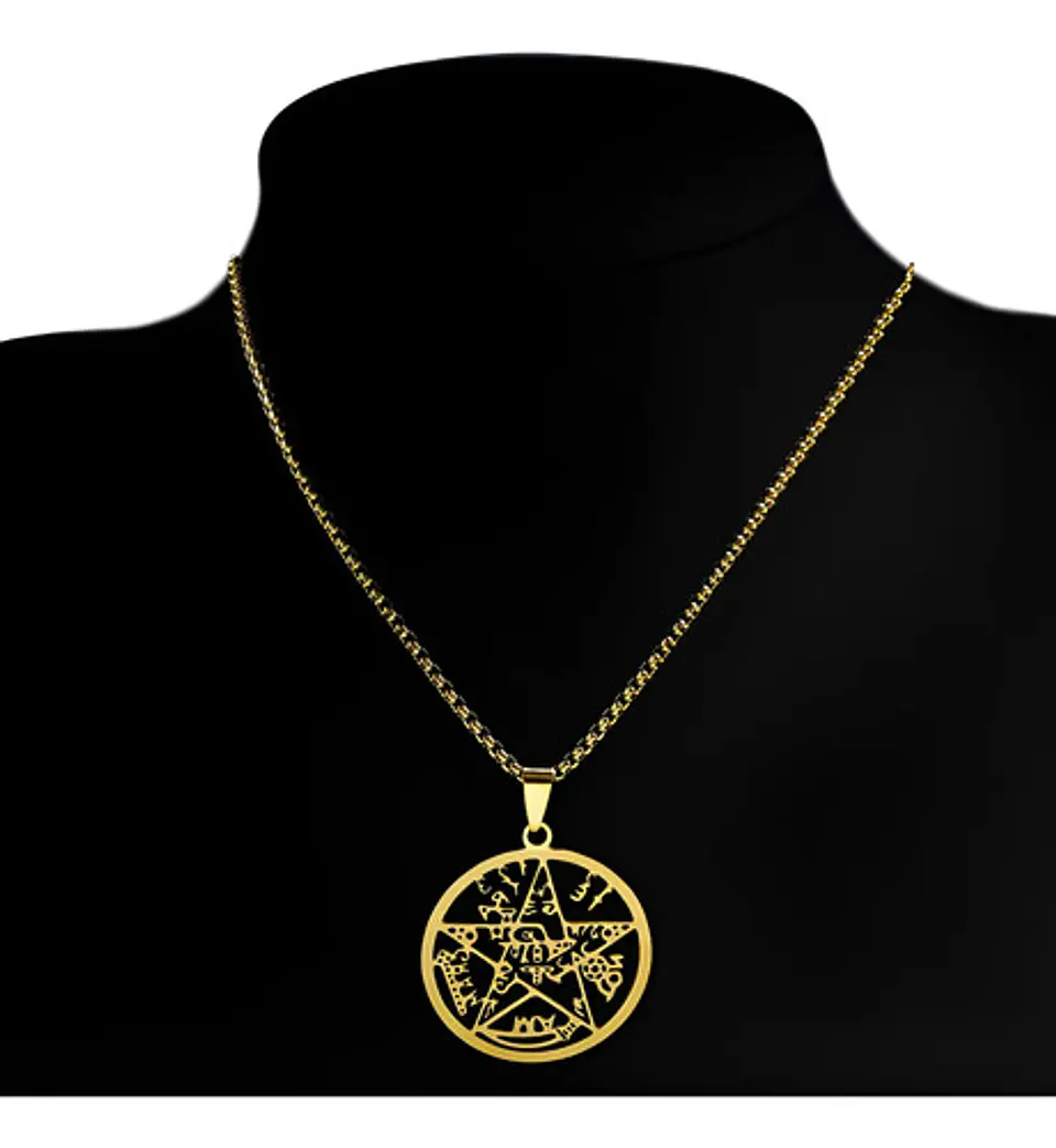 Collar Hombre Y Mujer Dije Tetragramaton Pentagrama Amuleto 11