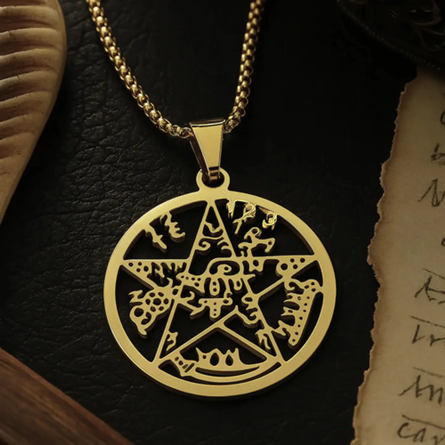 Collar Hombre Y Mujer Dije Tetragramaton Pentagrama Amuleto 12