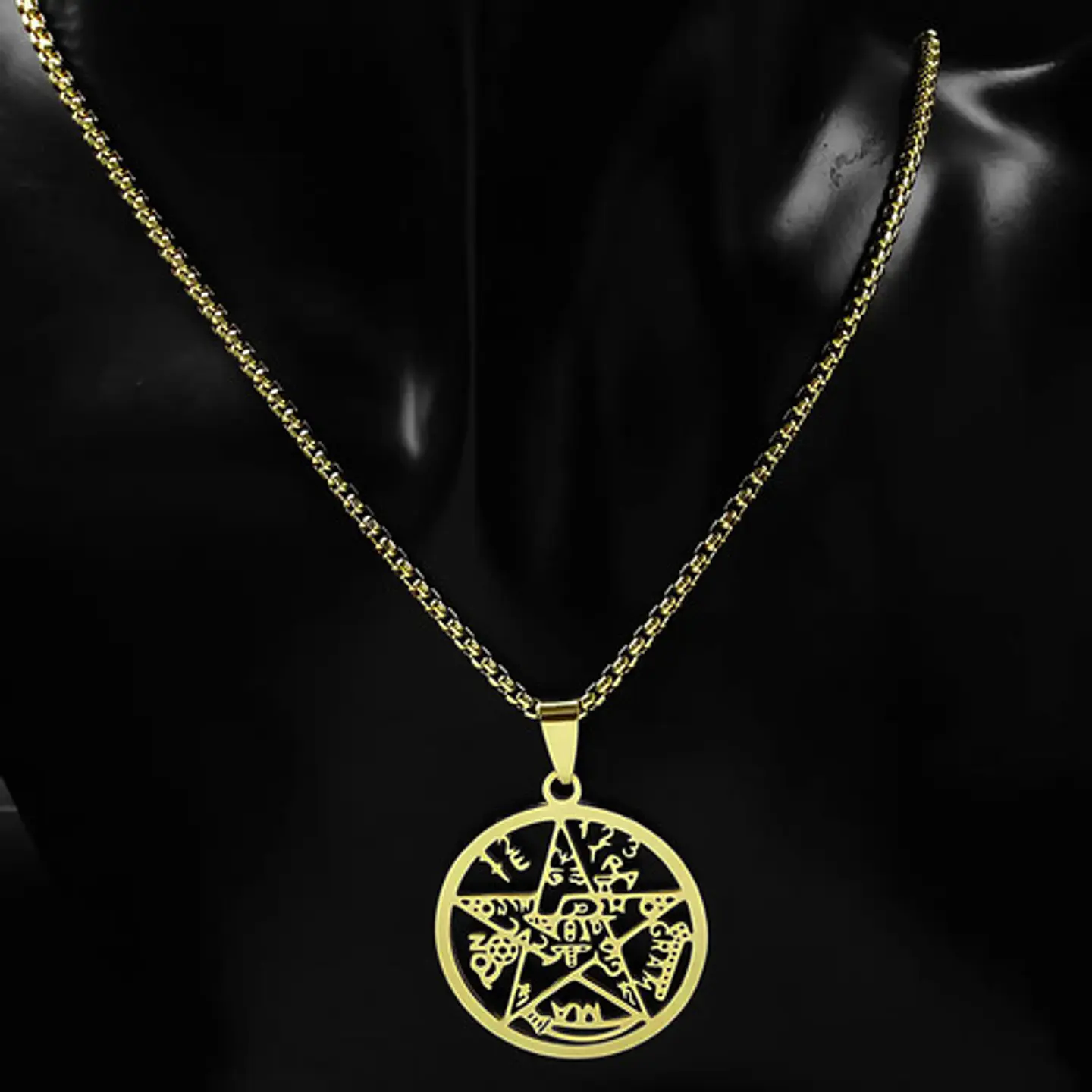 Collar Hombre Y Mujer Dije Tetragramaton Pentagrama Amuleto 16