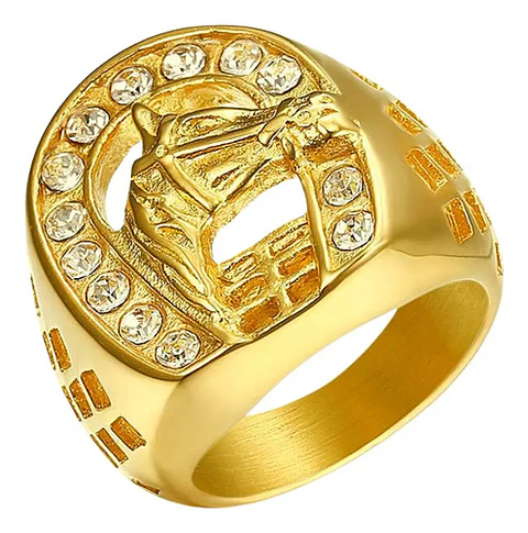 Anillo Herradura Caballo Color Oro Acero Inoxidable Hombre