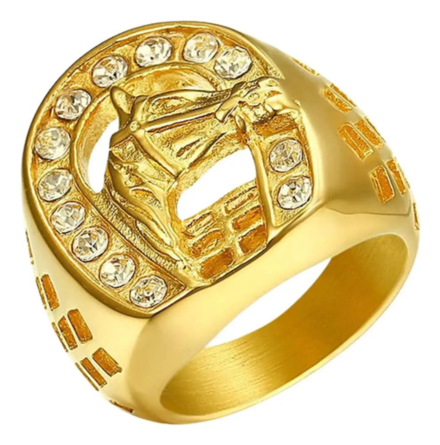 Anillo Herradura Caballo Color Oro Acero Inoxidable Hombre 1