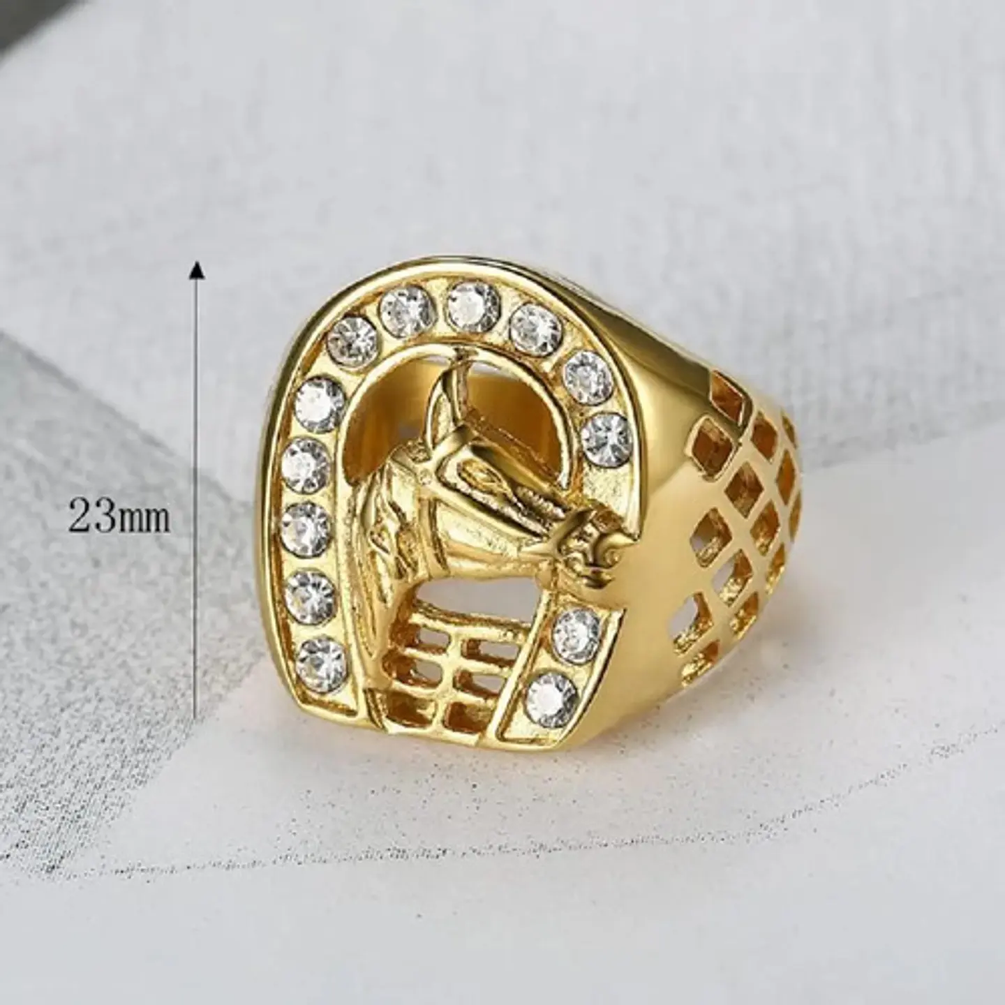 Anillo Herradura Caballo Color Oro Acero Inoxidable Hombre 4