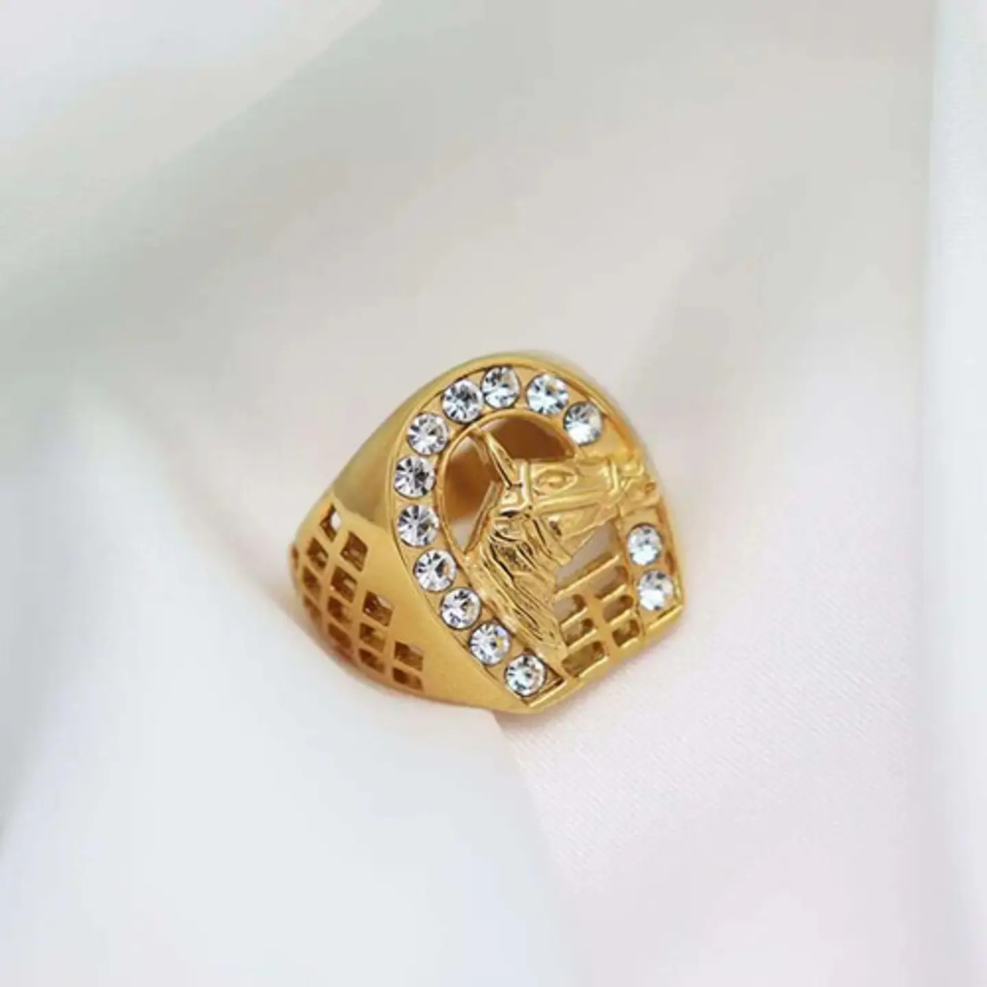 Anillo Herradura Caballo Color Oro Acero Inoxidable Hombre 5