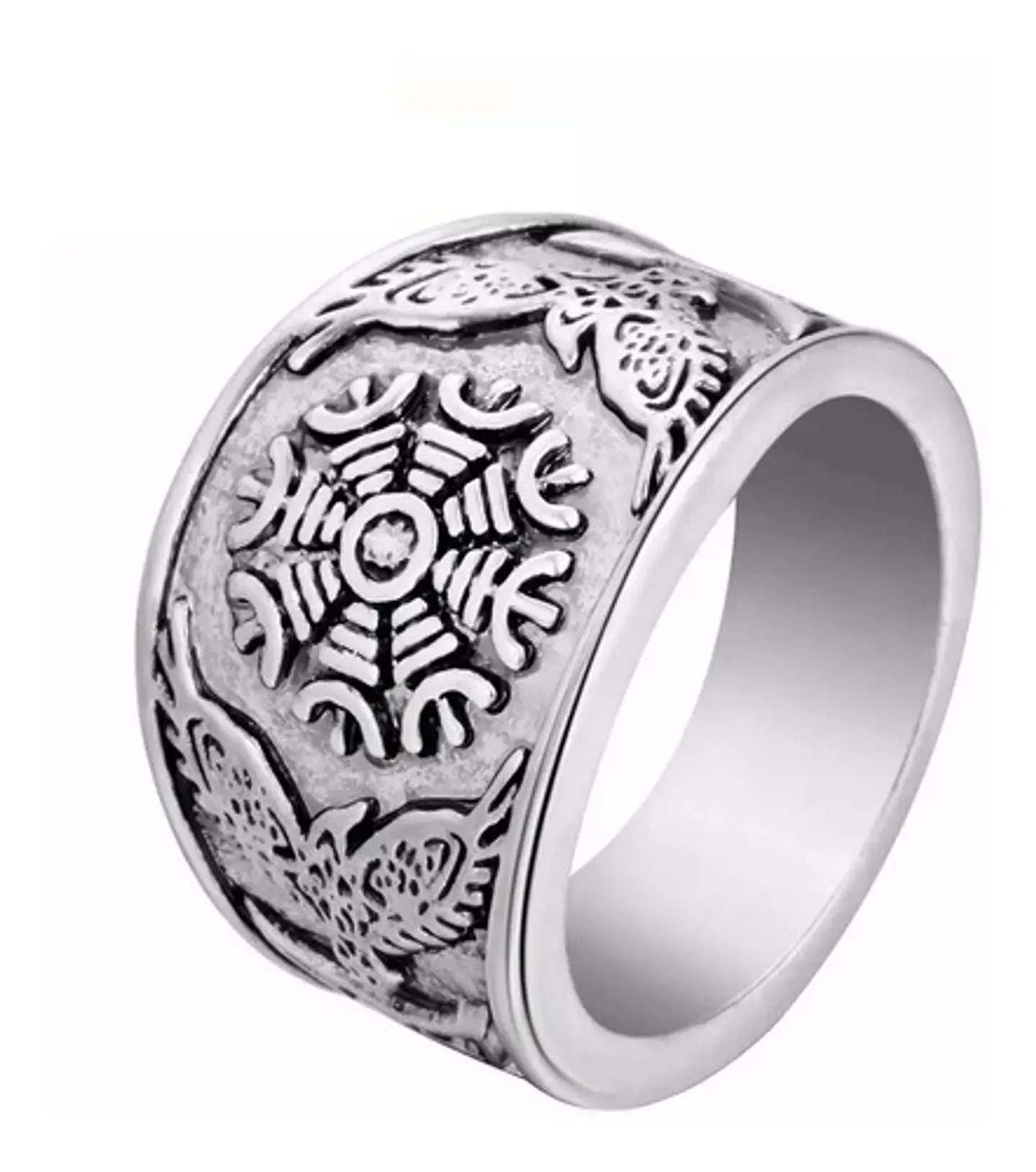 Anillo Color Plata Metal Vikingo Nórdico Escandinavo Hombre 3