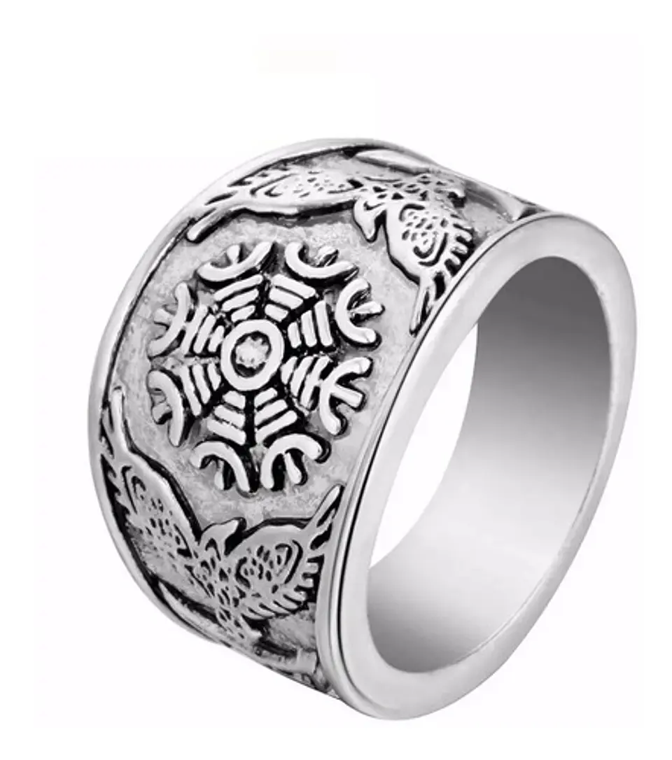 Anillo Color Plata Metal Vikingo Nórdico Escandinavo Hombre 3