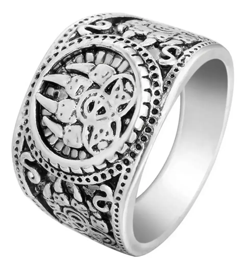 Anillo Color Plata Metal Vikingo Nórdico Escandinavo Hombre 5