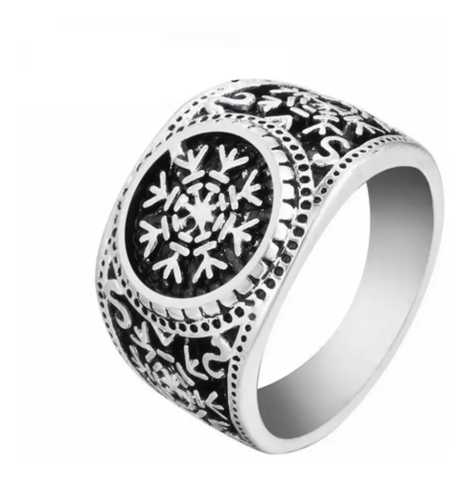 Anillo Color Plata Metal Vikingo Nórdico Escandinavo Hombre 6
