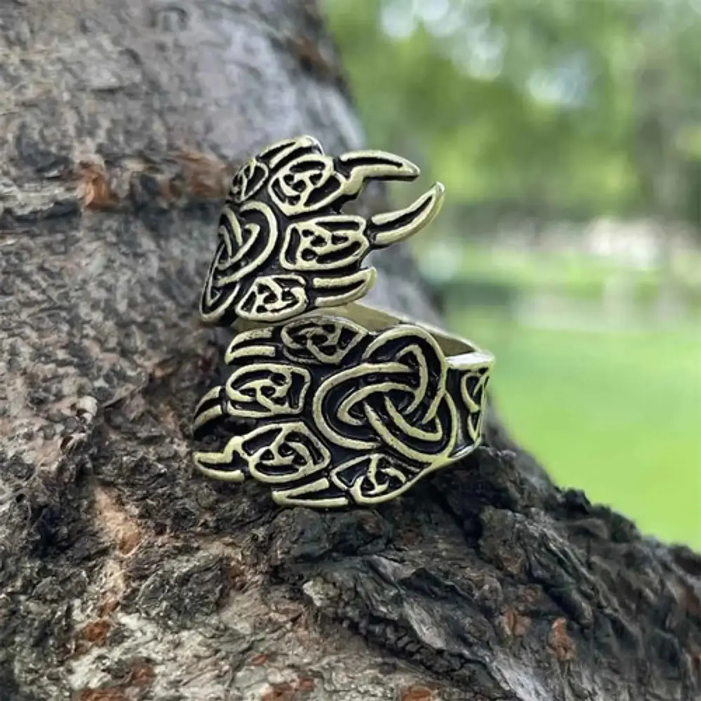 Anillo Color Plata Metal Vikingo Nórdico Escandinavo Hombre 8