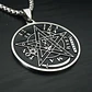 Collar De Acero Para Hombres Dije Pentagrama Tetragramaton Plateado - Miniatura 9