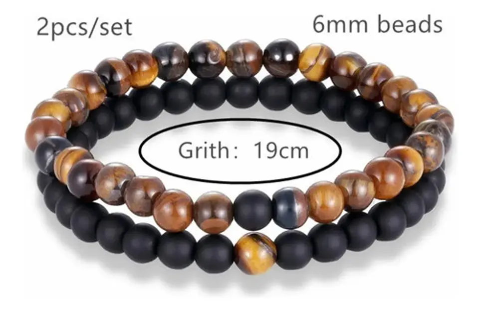 Pulsera Manilla Piedras Naturales Ojo De Tigre Hombre Mujer 2