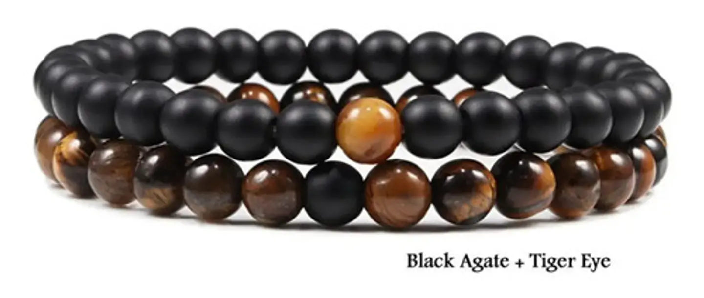 Pulsera Manilla Piedras Naturales Ojo De Tigre Hombre Mujer 3