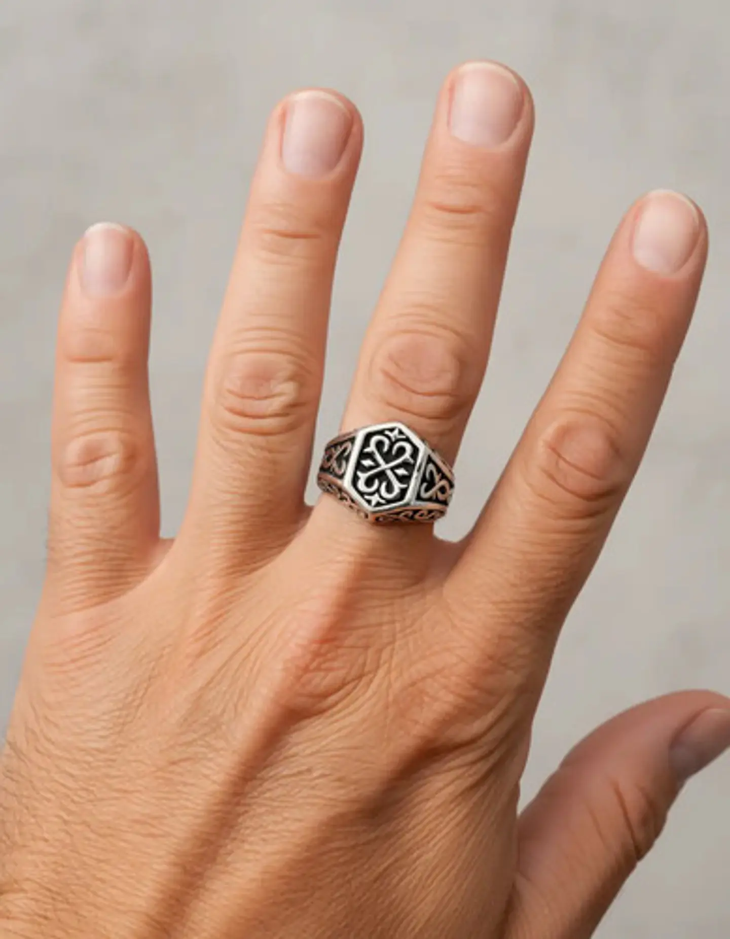 Anillo Amuleto Vikingo Color Plata Acero Inoxidable Hombre 3
