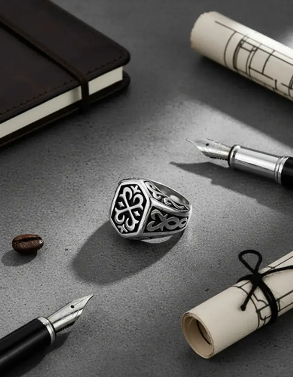 Anillo Amuleto Vikingo Color Plata Acero Inoxidable Hombre 5